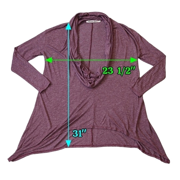 Michael Stars Burgundy Asymmetrical Cowl Neck Poncho Drape Front Slouchy - Picture 3 of 7